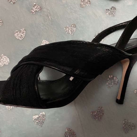 MANOLO BLAHNIK Black criss-cross Heels sz 5-NIB - Picture 8 of 9